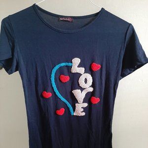 Arbita love cotton shortsleeve tee Navy Blue Small